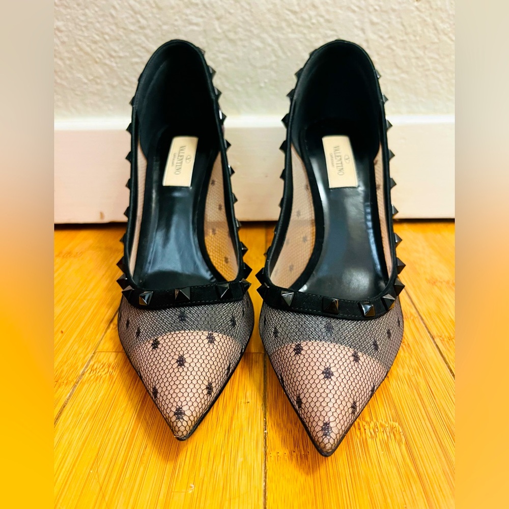 New Valentino Rock Stud Mesh Heels